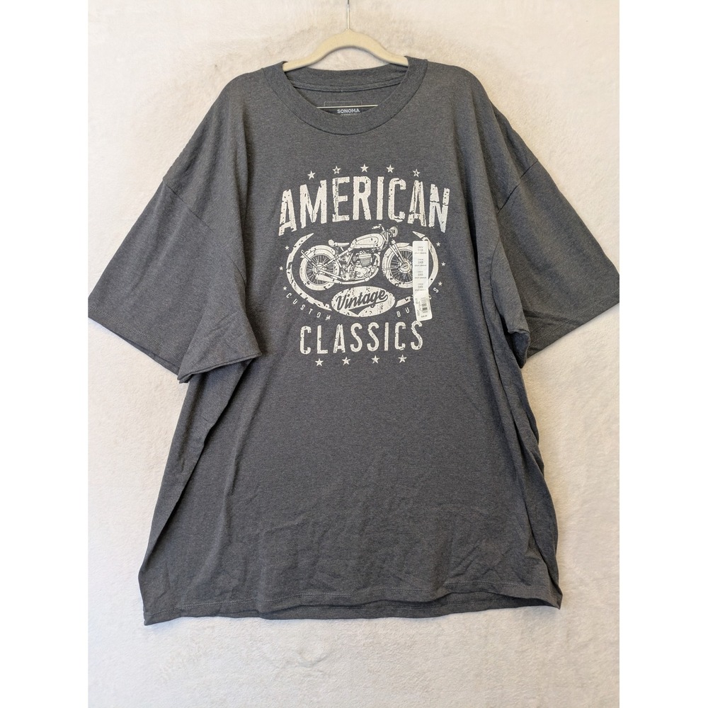 NEW Sonoma Graphic T-Shirt Men's 3XB‎ Gray American Vintage Classics Motorcycle